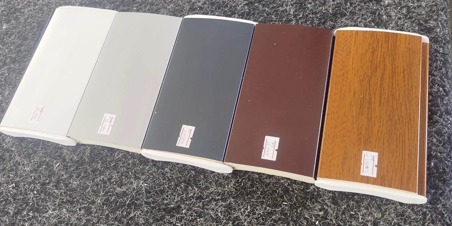 Uzorci aluminijumskih profila za rolo vrata u više boja